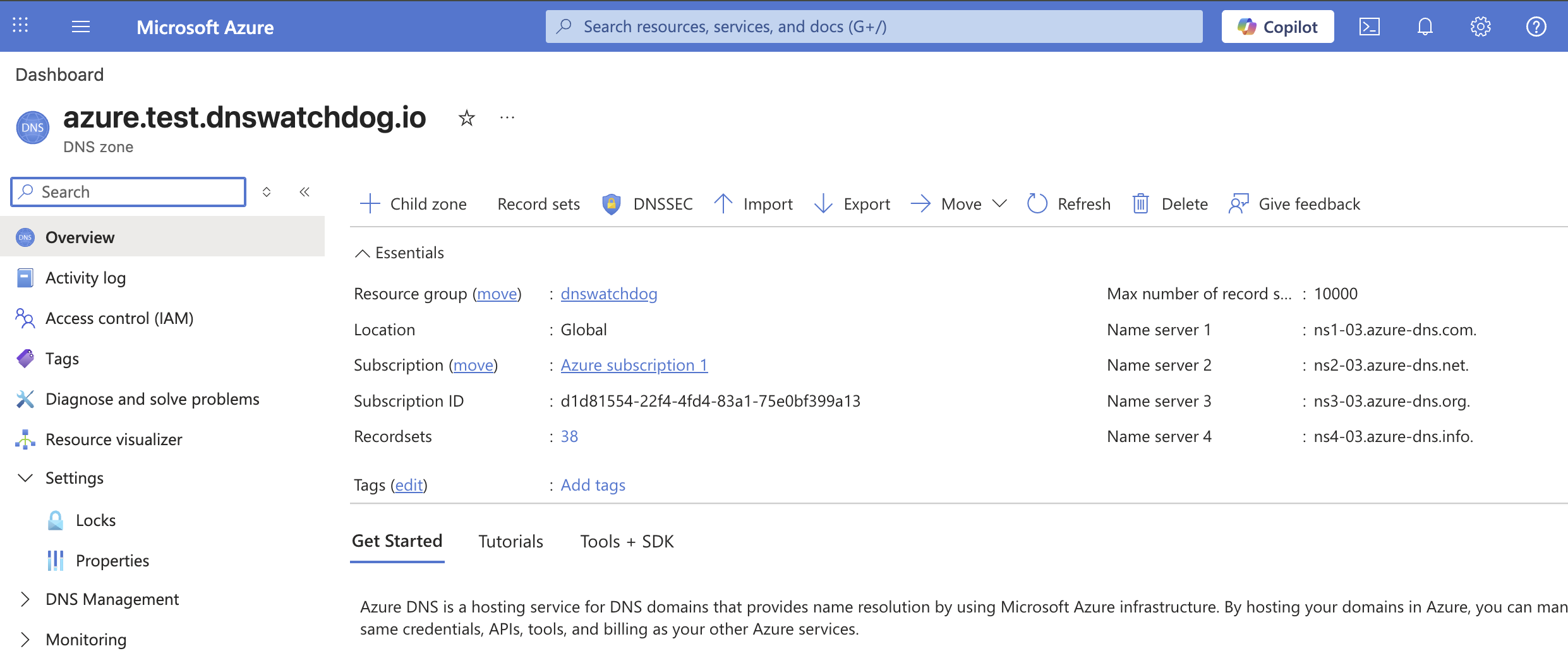 The Azure Portal showing where to find the Subscription ID